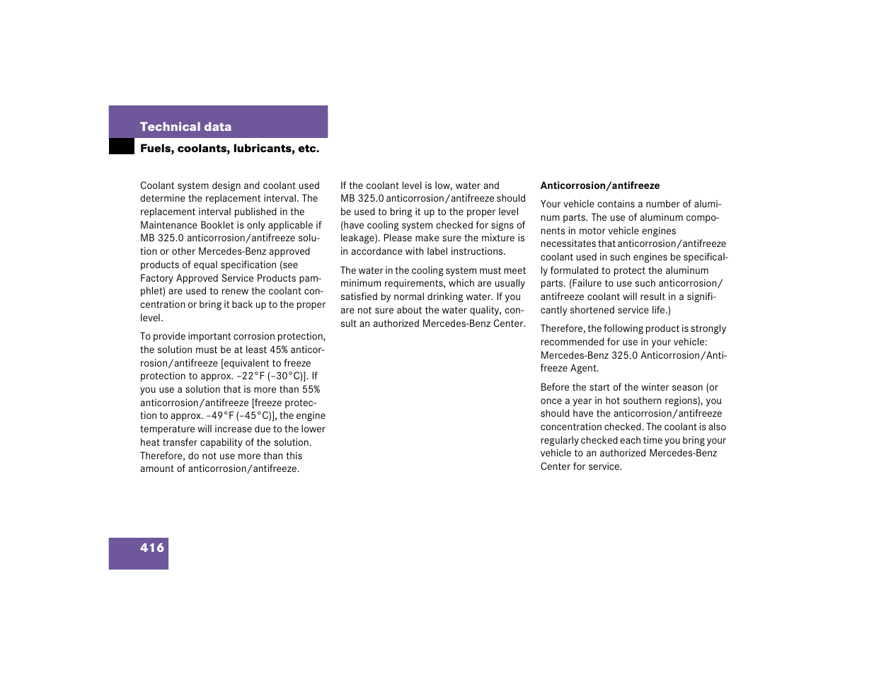 Mercedes-Benz CL-Class 2005 Owners Manual User Manual | Page 418 / 458