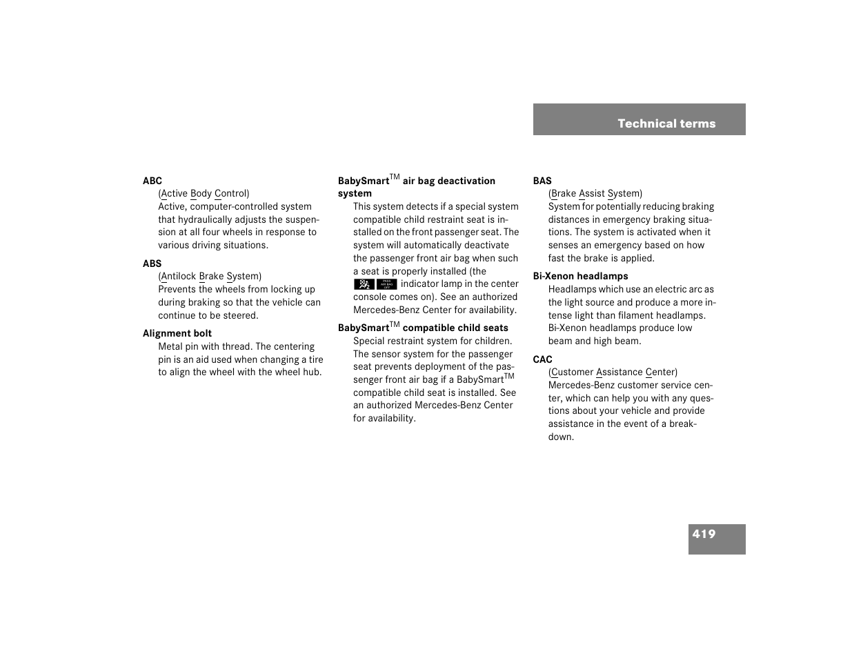 Mercedes-Benz CL-Class 2005 Owners Manual User Manual | Page 421 / 458