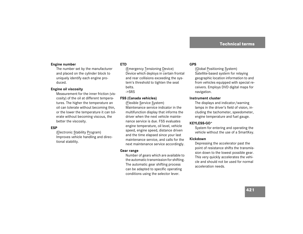 Mercedes-Benz CL-Class 2005 Owners Manual User Manual | Page 423 / 458