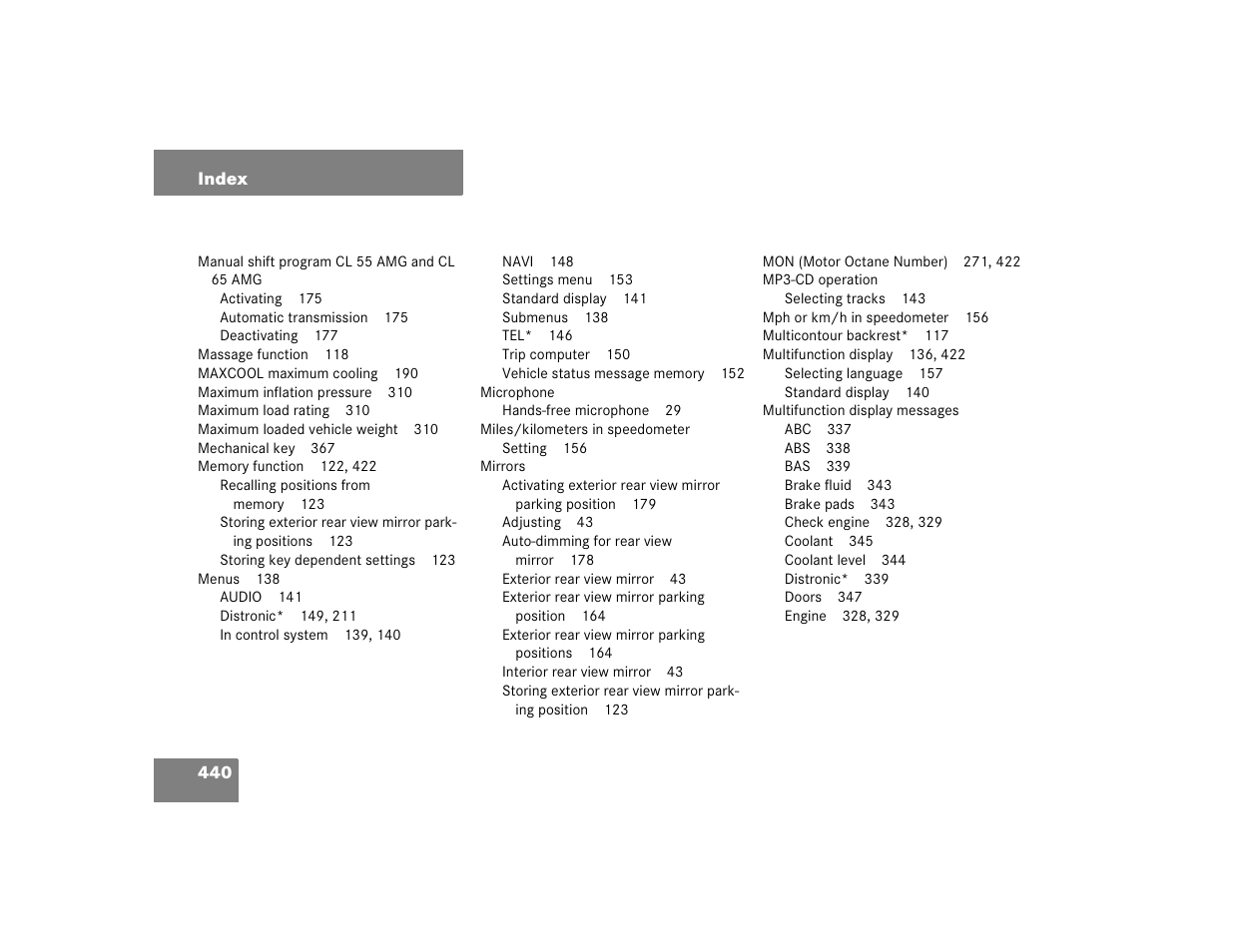 Mercedes-Benz CL-Class 2005 Owners Manual User Manual | Page 442 / 458