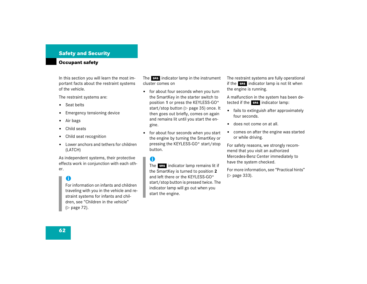Mercedes-Benz CL-Class 2005 Owners Manual User Manual | Page 64 / 458