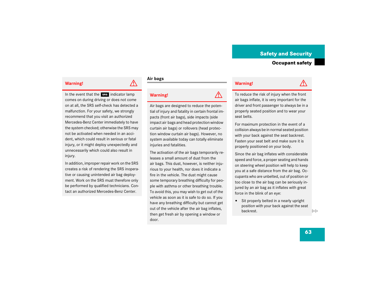 Mercedes-Benz CL-Class 2005 Owners Manual User Manual | Page 65 / 458