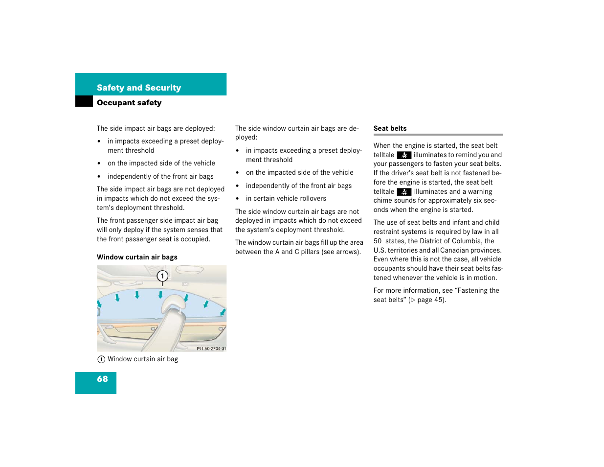 Mercedes-Benz CL-Class 2005 Owners Manual User Manual | Page 70 / 458