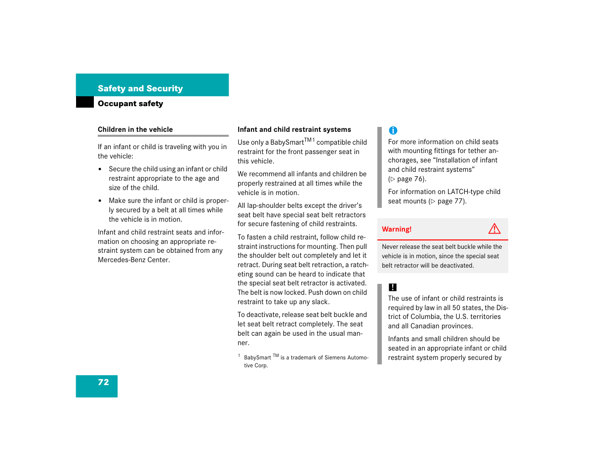 Mercedes-Benz CL-Class 2005 Owners Manual User Manual | Page 74 / 458