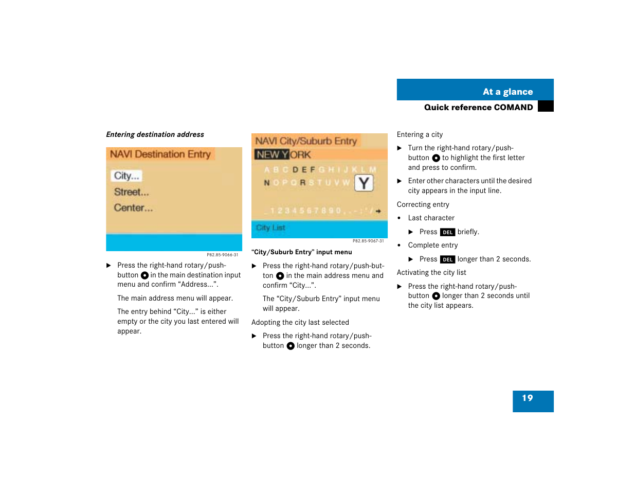 19 at a glance | Mercedes-Benz G-Class 2005 COMAND Manual User Manual | Page 26 / 243