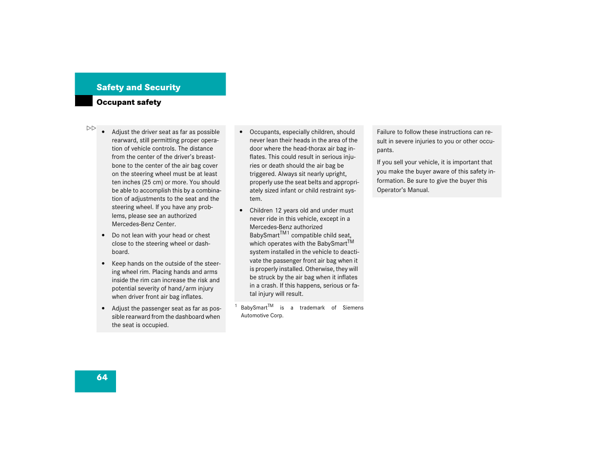 64 safety and security | Mercedes-Benz SLK-Class 2005 Owners Manual User Manual | Page 64 / 464