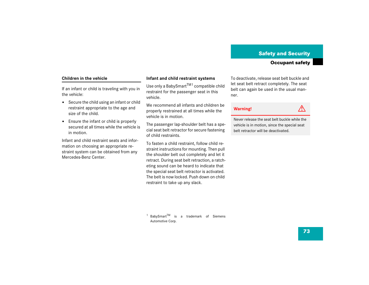 Mercedes-Benz SLK-Class 2005 Owners Manual User Manual | Page 73 / 464