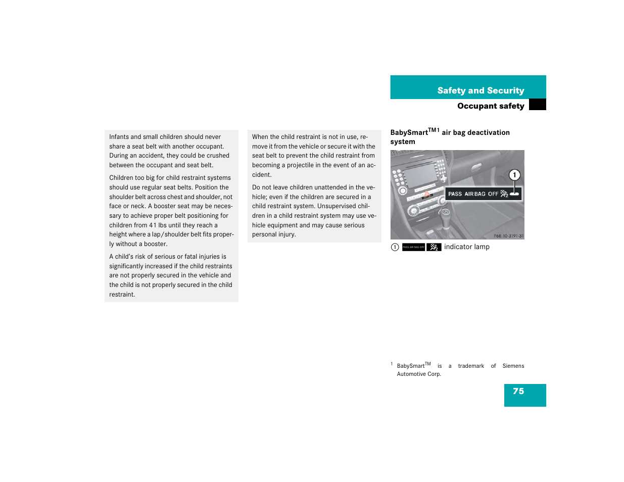 75 safety and security | Mercedes-Benz SLK-Class 2005 Owners Manual User Manual | Page 75 / 464