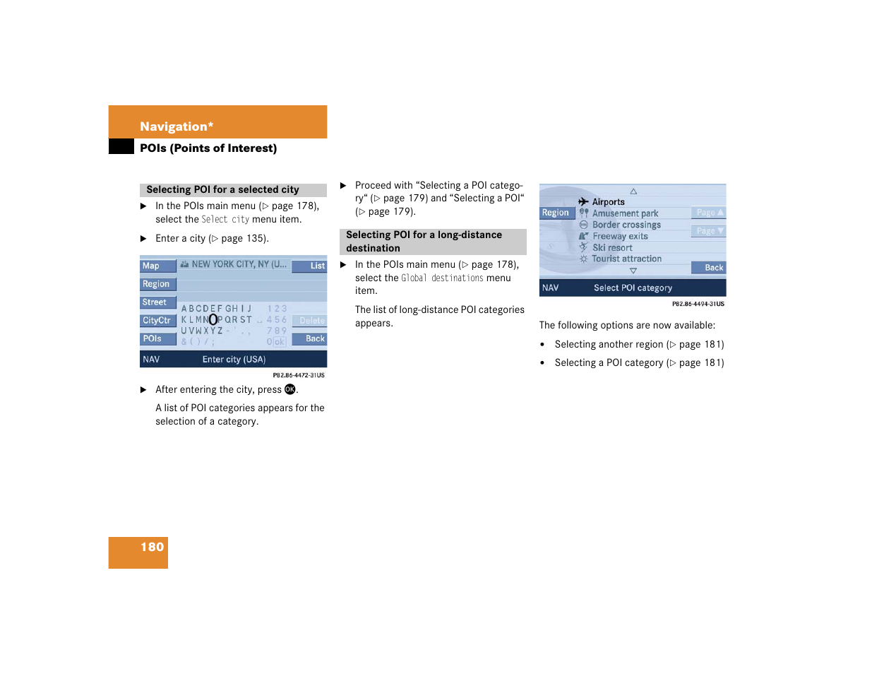 180 navigation | Mercedes-Benz SLK-Class 2005 COMAND Manual User Manual | Page 181 / 215