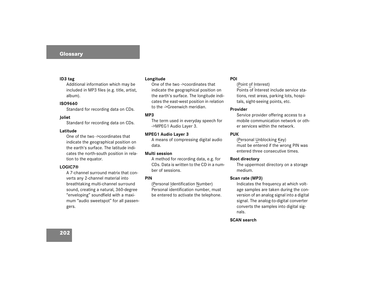 Mercedes-Benz SLK-Class 2005 COMAND Manual User Manual | Page 203 / 215