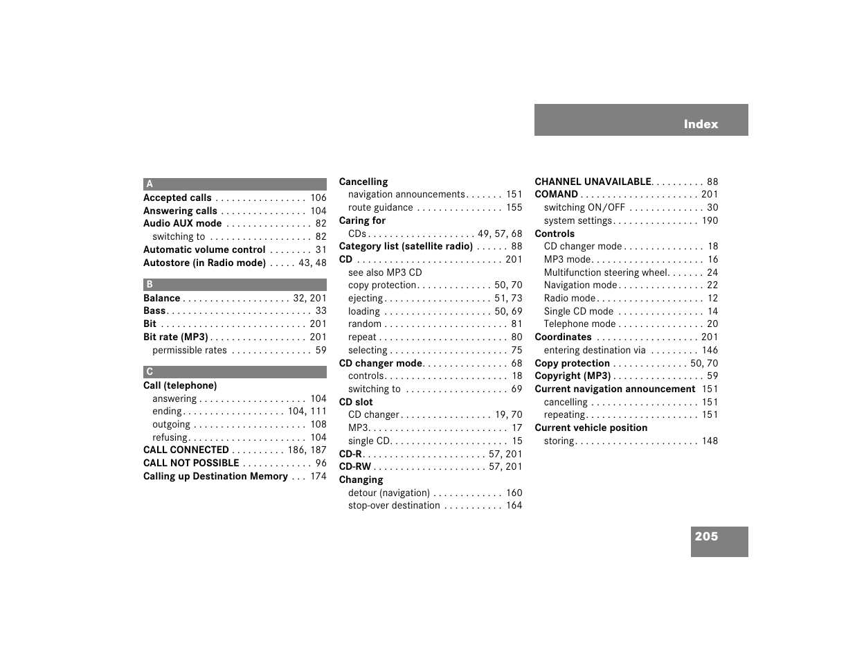 Mercedes-Benz SLK-Class 2005 COMAND Manual User Manual | Page 206 / 215