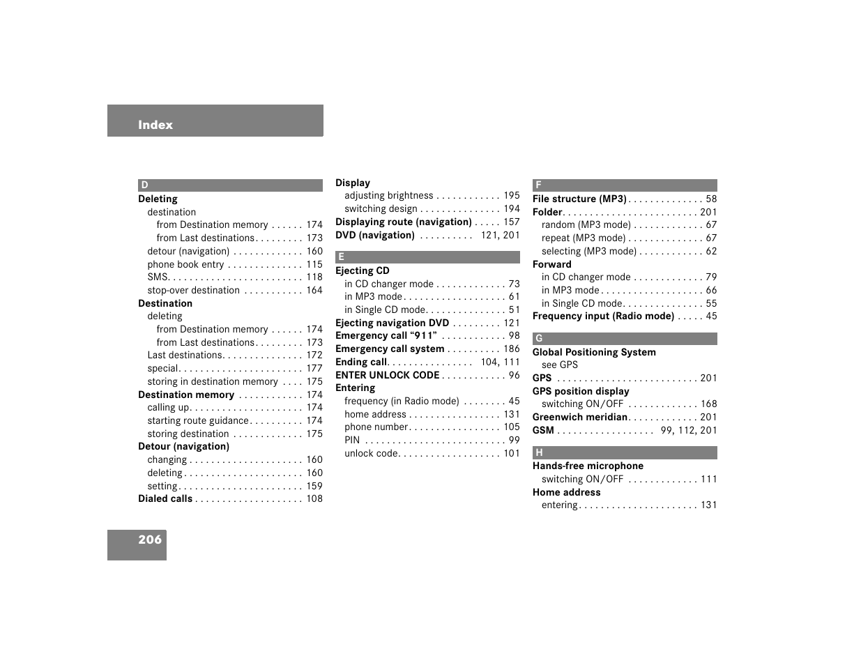 Mercedes-Benz SLK-Class 2005 COMAND Manual User Manual | Page 207 / 215