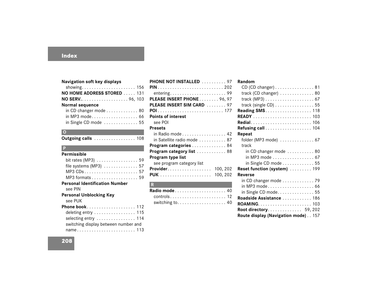 Mercedes-Benz SLK-Class 2005 COMAND Manual User Manual | Page 209 / 215