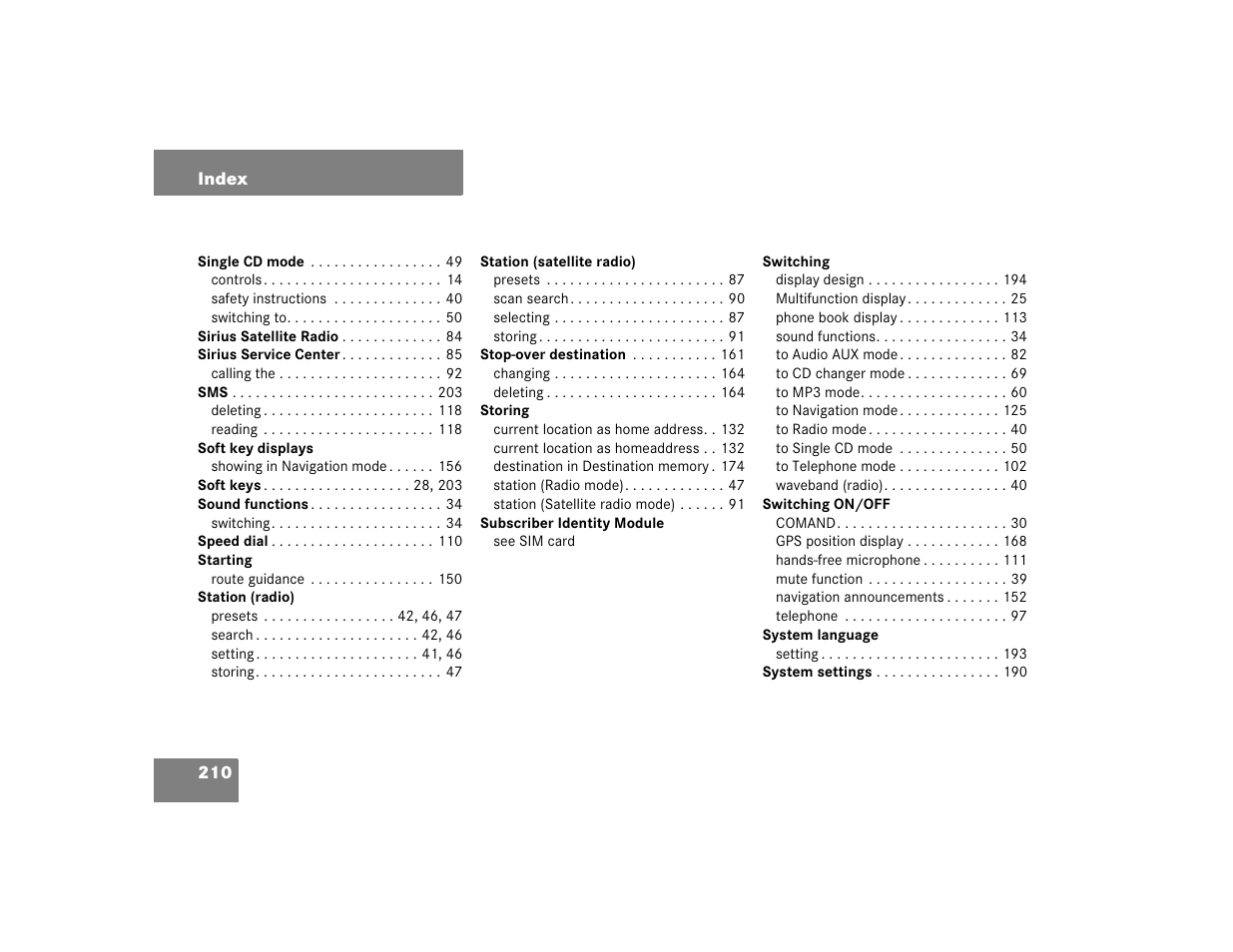 Mercedes-Benz SLK-Class 2005 COMAND Manual User Manual | Page 211 / 215
