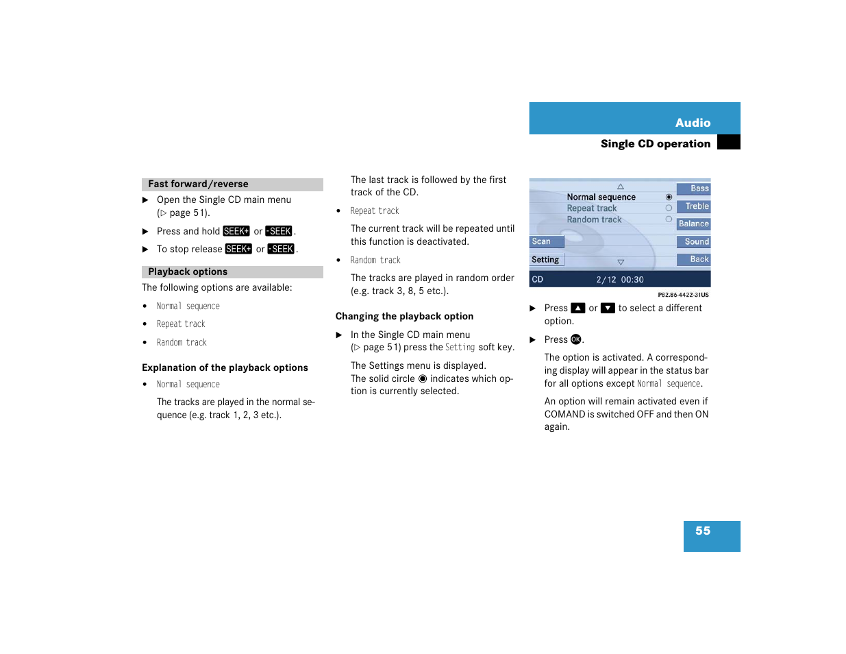 55 audio | Mercedes-Benz SLK-Class 2005 COMAND Manual User Manual | Page 56 / 215