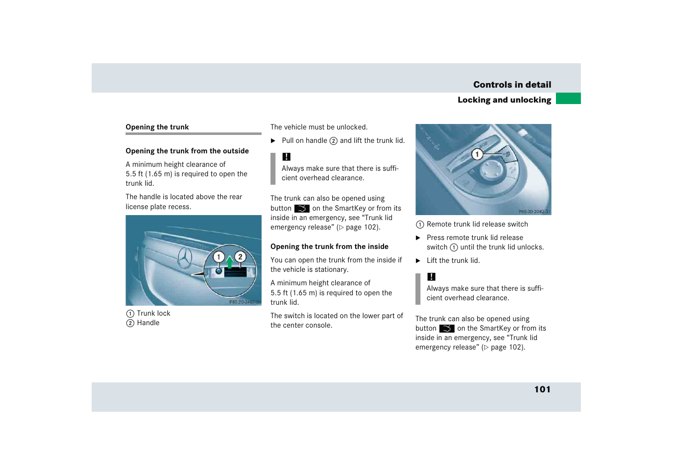Mercedes-Benz SLR-Class 2005 User Manual | Page 102 / 417
