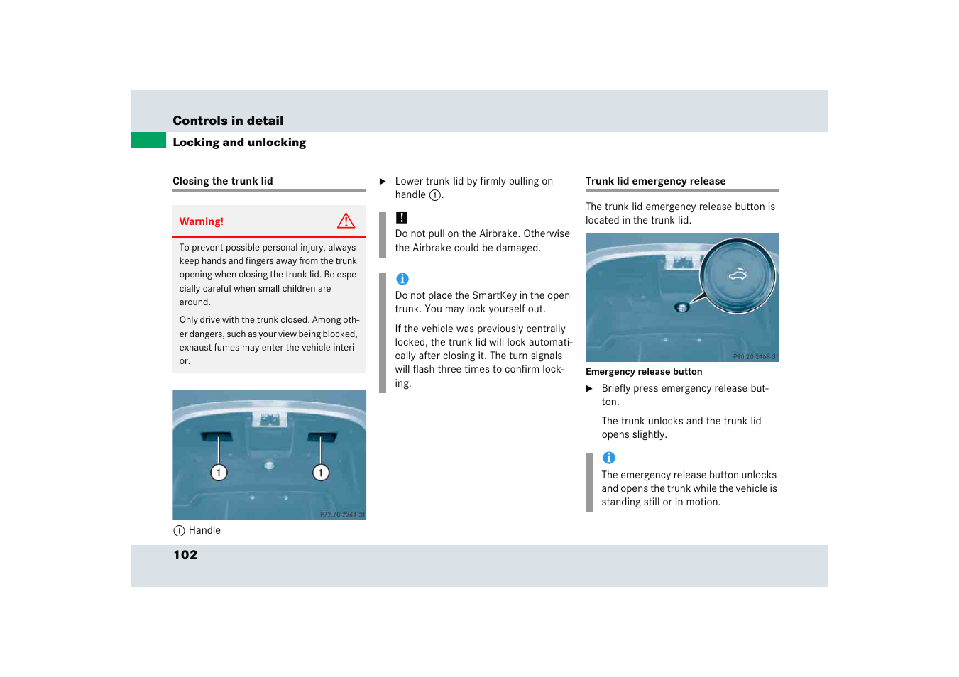 Mercedes-Benz SLR-Class 2005 User Manual | Page 103 / 417