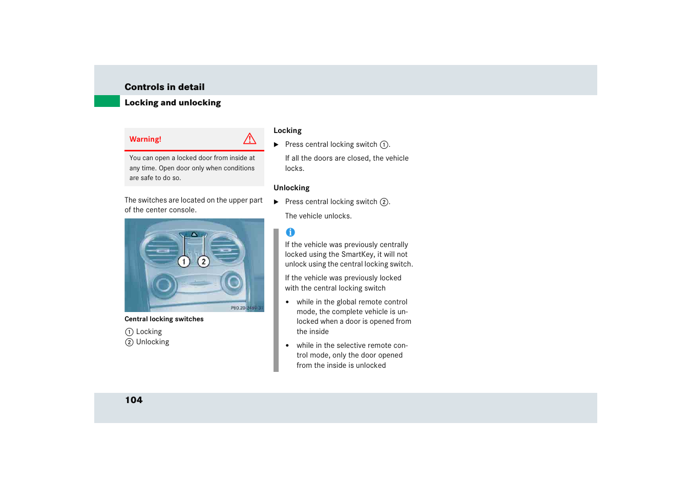 Mercedes-Benz SLR-Class 2005 User Manual | Page 105 / 417