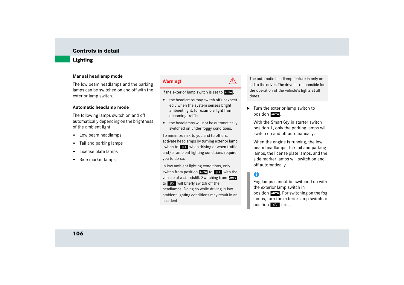 Mercedes-Benz SLR-Class 2005 User Manual | Page 107 / 417
