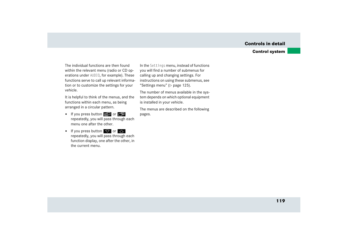 Mercedes-Benz SLR-Class 2005 User Manual | Page 120 / 417