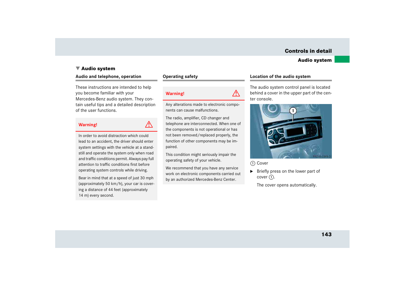 Mercedes-Benz SLR-Class 2005 User Manual | Page 144 / 417
