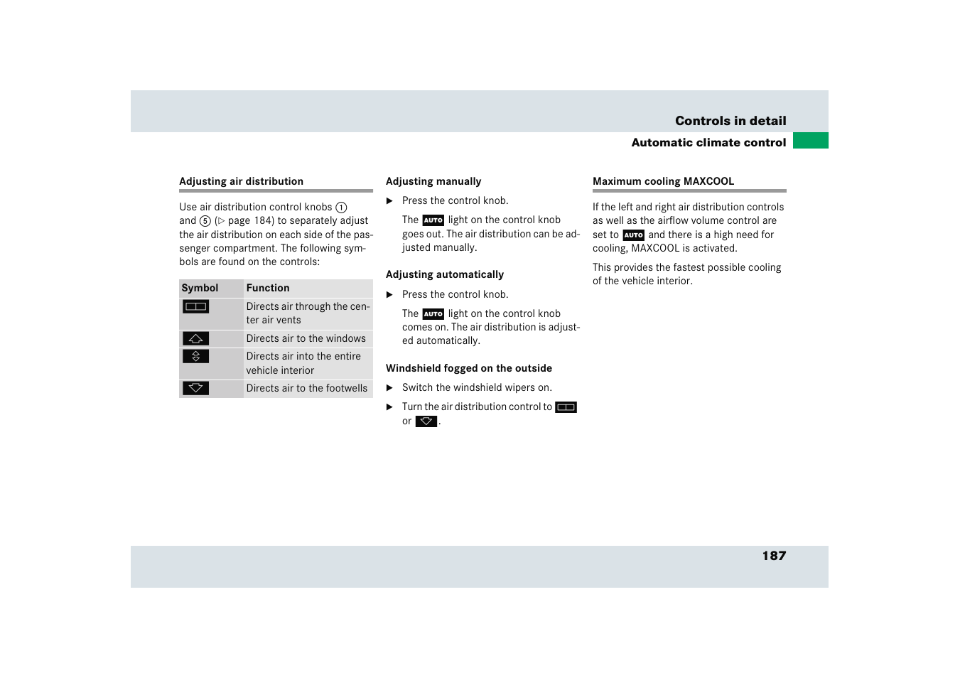 Mercedes-Benz SLR-Class 2005 User Manual | Page 188 / 417