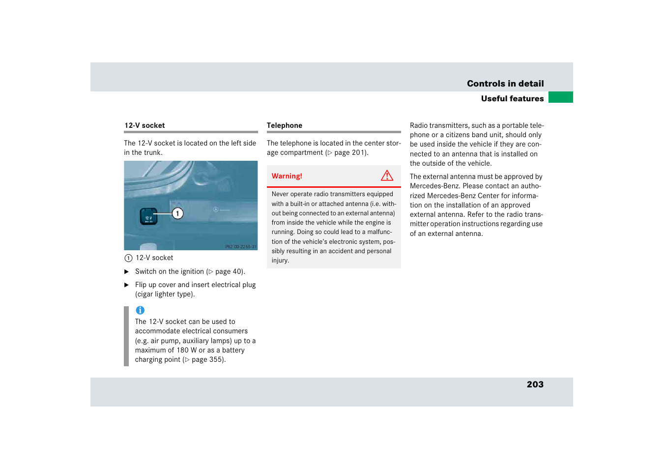 Mercedes-Benz SLR-Class 2005 User Manual | Page 204 / 417