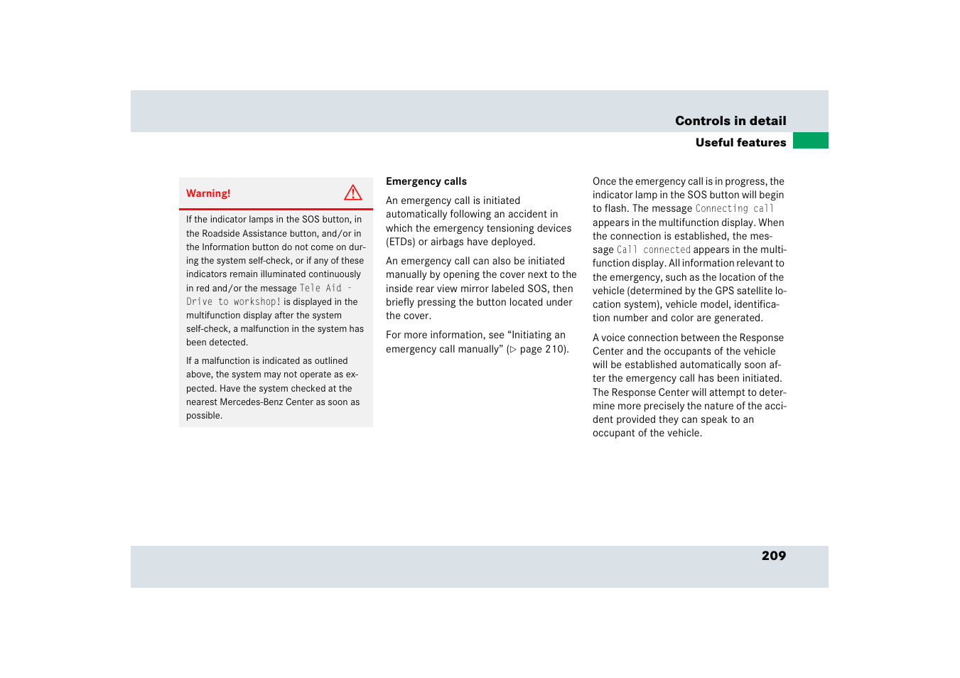 Mercedes-Benz SLR-Class 2005 User Manual | Page 210 / 417
