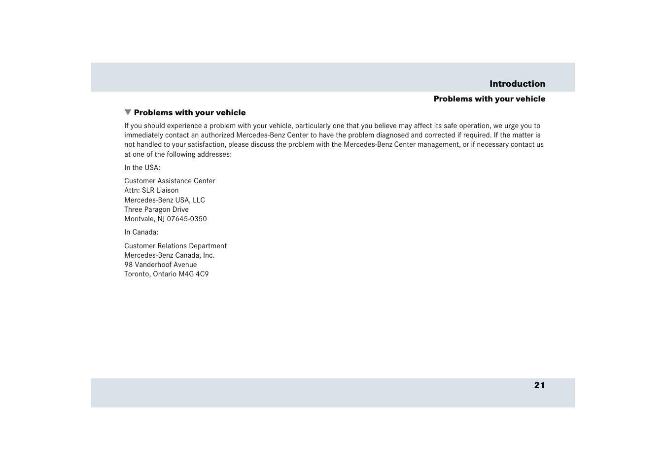 Mercedes-Benz SLR-Class 2005 User Manual | Page 22 / 417