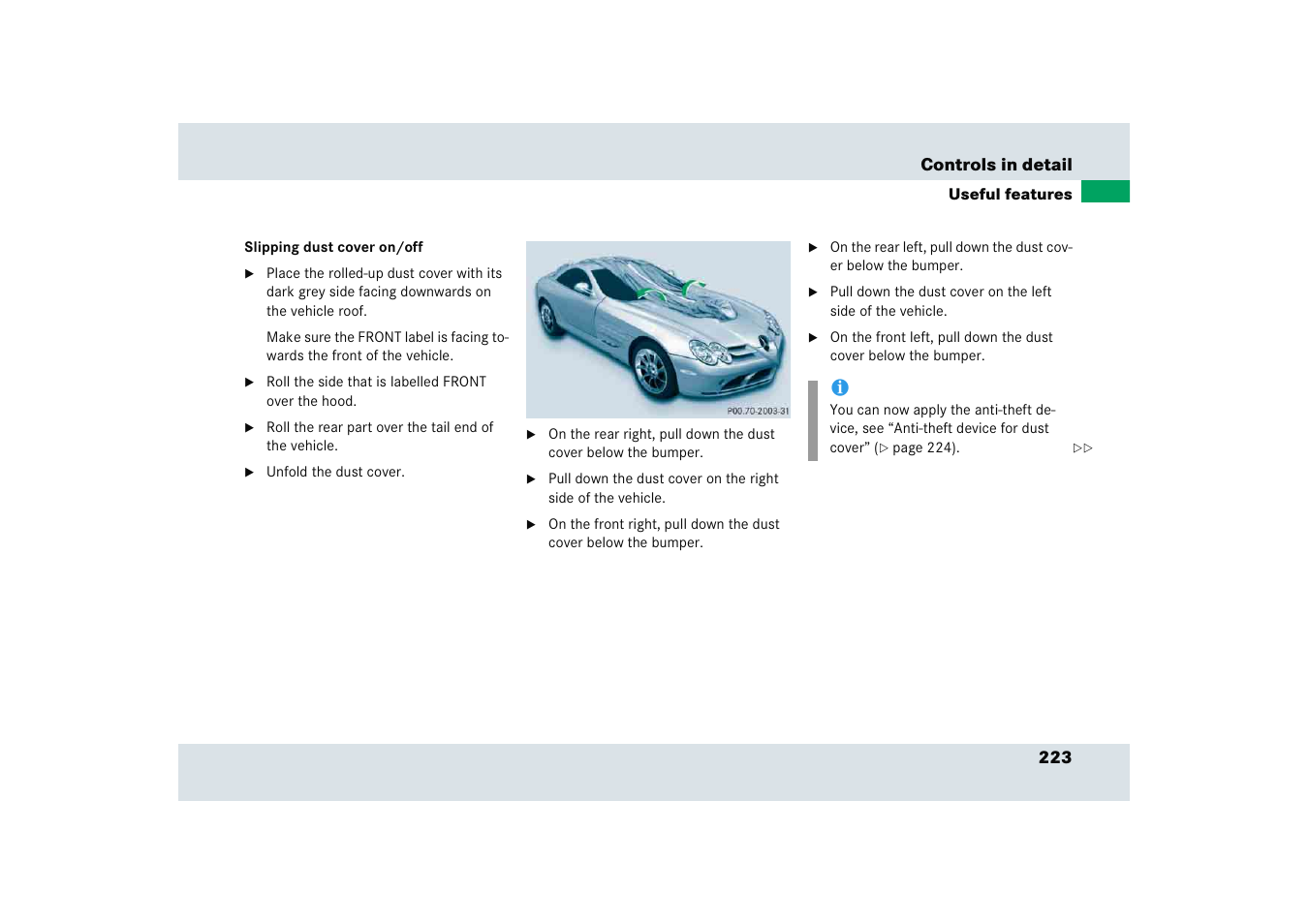 Mercedes-Benz SLR-Class 2005 User Manual | Page 224 / 417