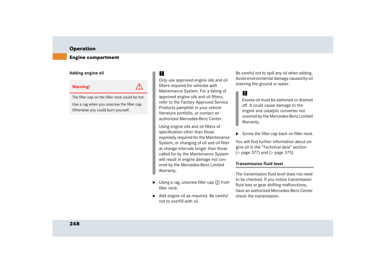 Mercedes-Benz SLR-Class 2005 User Manual | Page 249 / 417