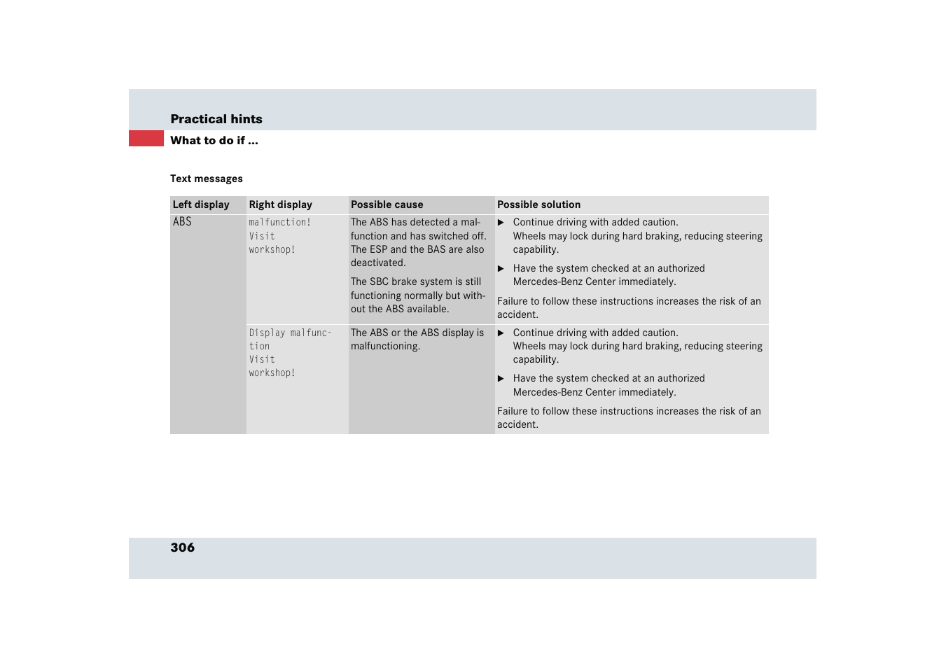 Mercedes-Benz SLR-Class 2005 User Manual | Page 307 / 417