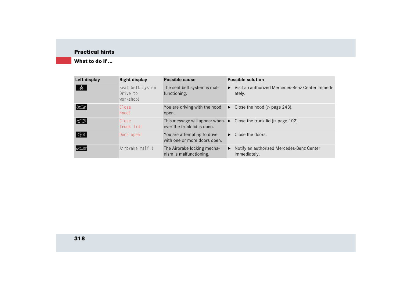 Mercedes-Benz SLR-Class 2005 User Manual | Page 319 / 417