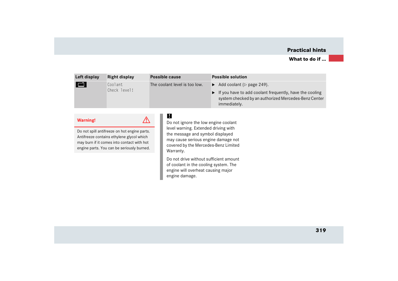 Mercedes-Benz SLR-Class 2005 User Manual | Page 320 / 417