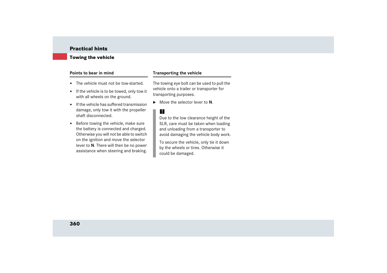Mercedes-Benz SLR-Class 2005 User Manual | Page 361 / 417