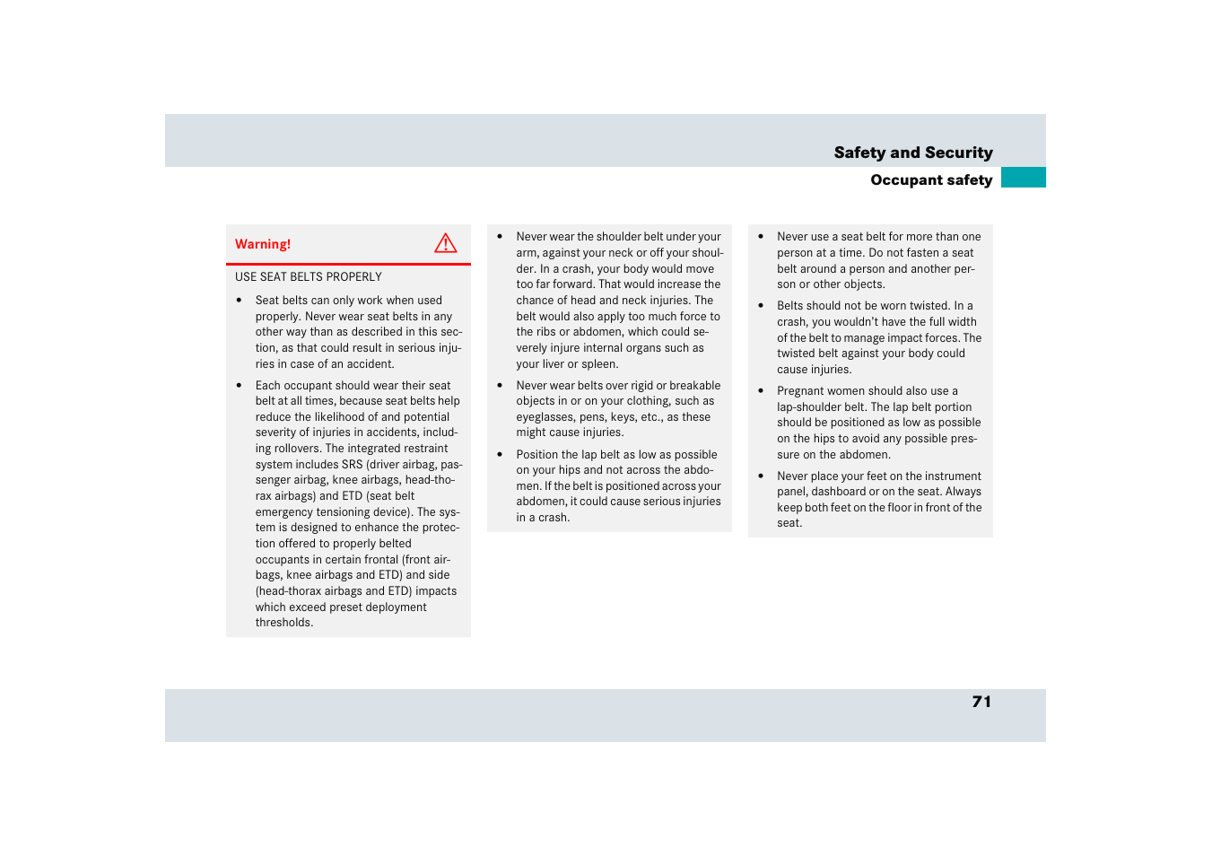 Mercedes-Benz SLR-Class 2005 User Manual | Page 72 / 417