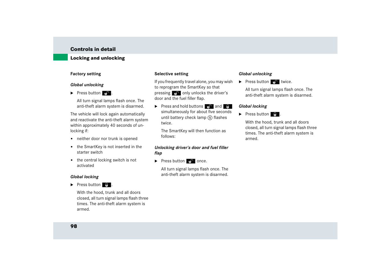 Mercedes-Benz SLR-Class 2005 User Manual | Page 99 / 417