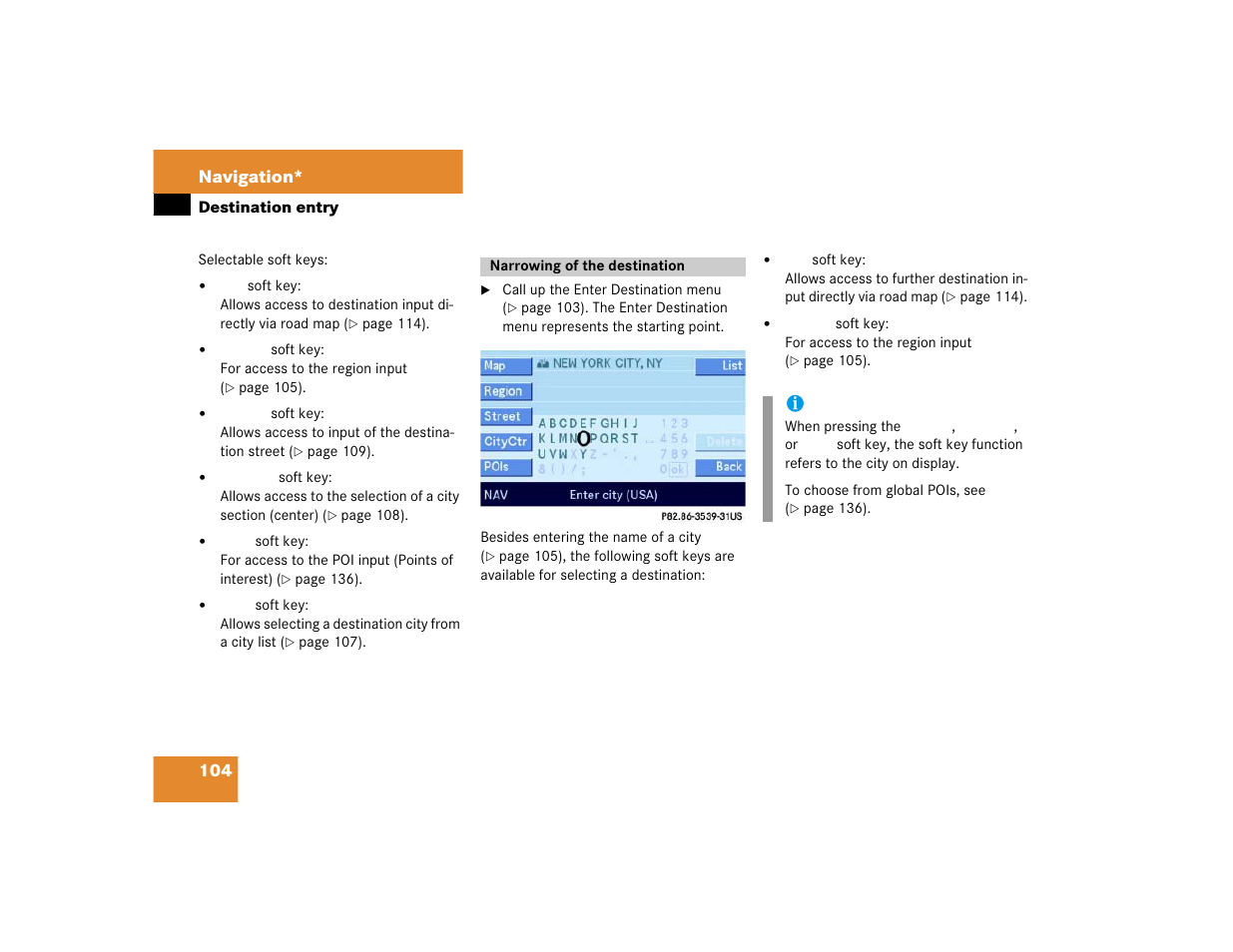 104 navigation | Mercedes-Benz E-Class 2004 COMAND Manual User Manual | Page 105 / 168