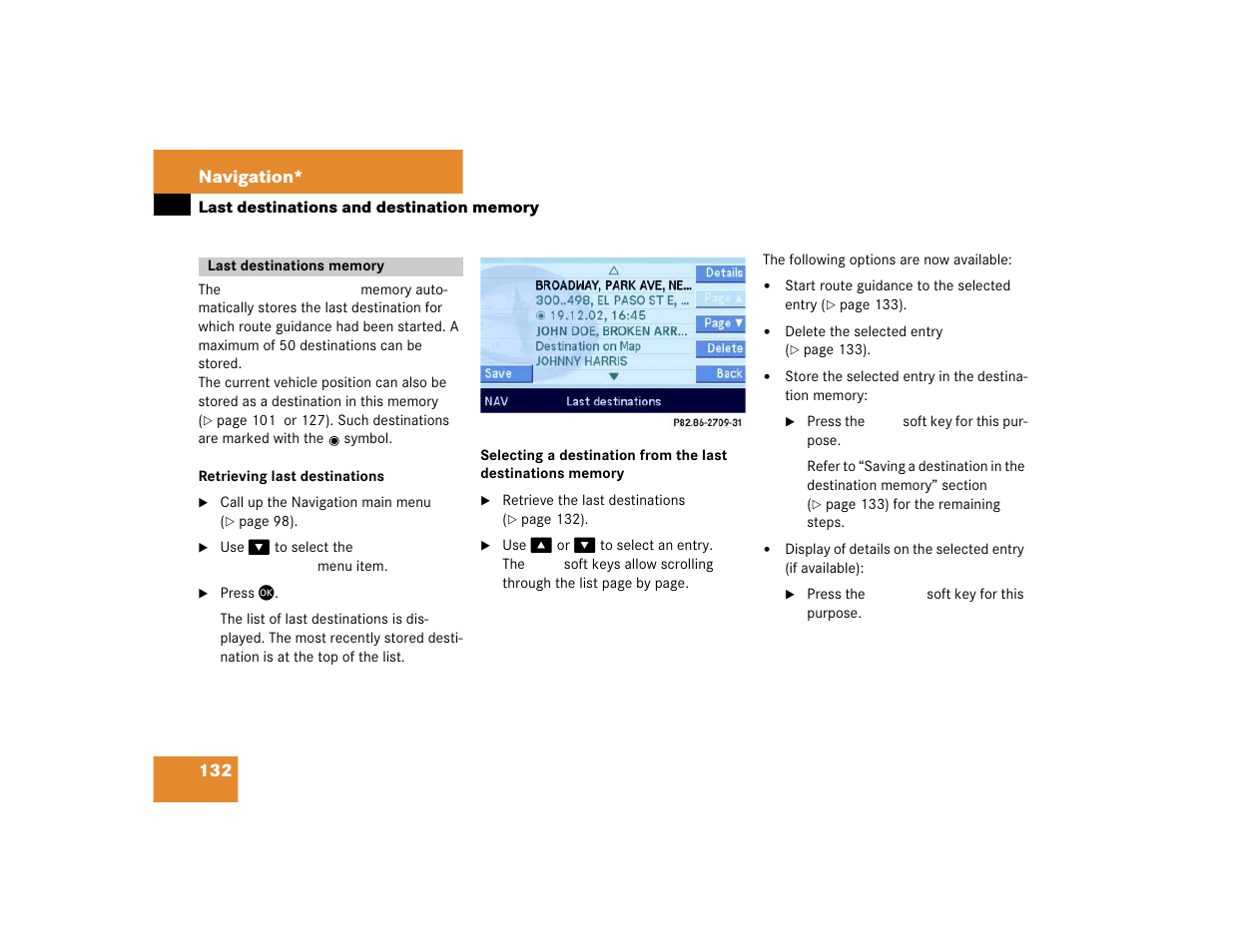 132 navigation | Mercedes-Benz E-Class 2004 COMAND Manual User Manual | Page 133 / 168