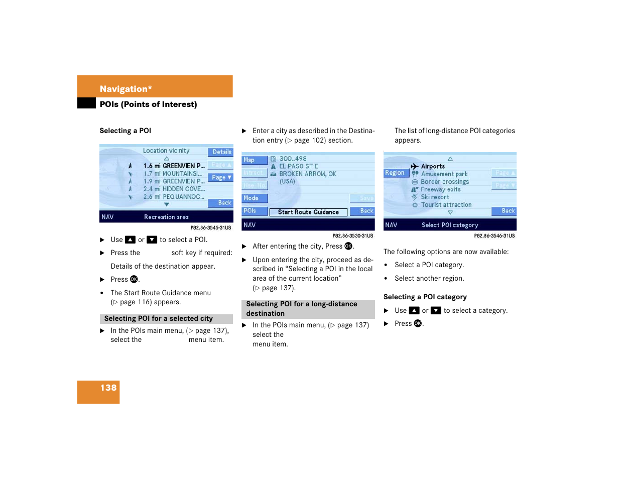 138 navigation | Mercedes-Benz E-Class 2004 COMAND Manual User Manual | Page 139 / 168