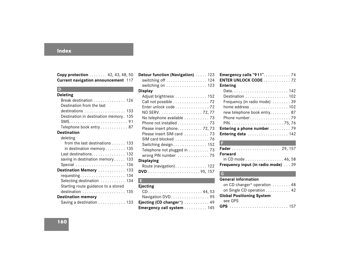 Mercedes-Benz E-Class 2004 COMAND Manual User Manual | Page 161 / 168