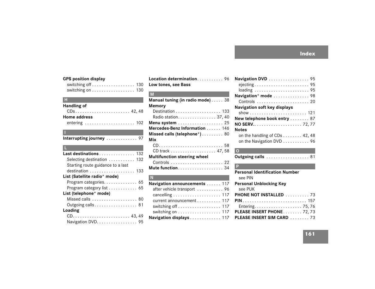 Mercedes-Benz E-Class 2004 COMAND Manual User Manual | Page 162 / 168