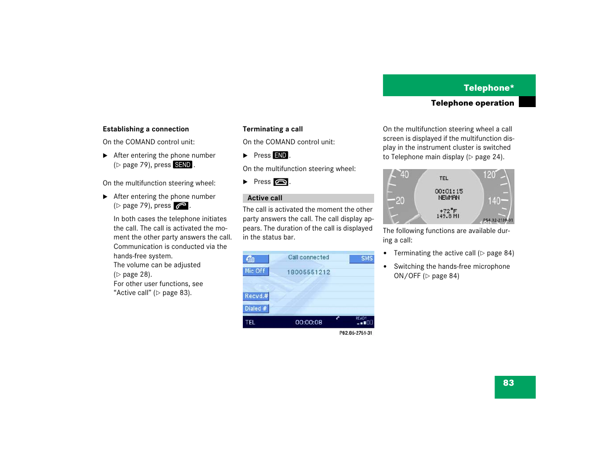 83 telephone | Mercedes-Benz E-Class 2004 COMAND Manual User Manual | Page 84 / 168