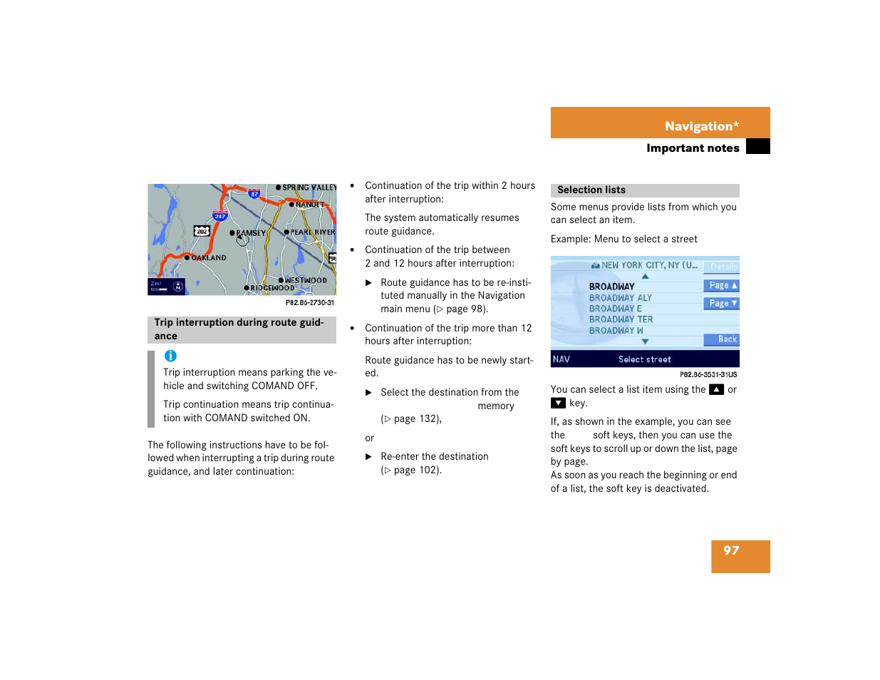 Mercedes-Benz E-Class 2004 COMAND Manual User Manual | Page 98 / 168