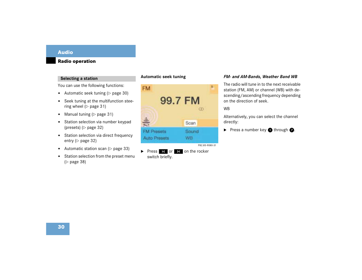 30 audio | Mercedes-Benz SL-Class 2004 COMAND Manual User Manual | Page 39 / 242