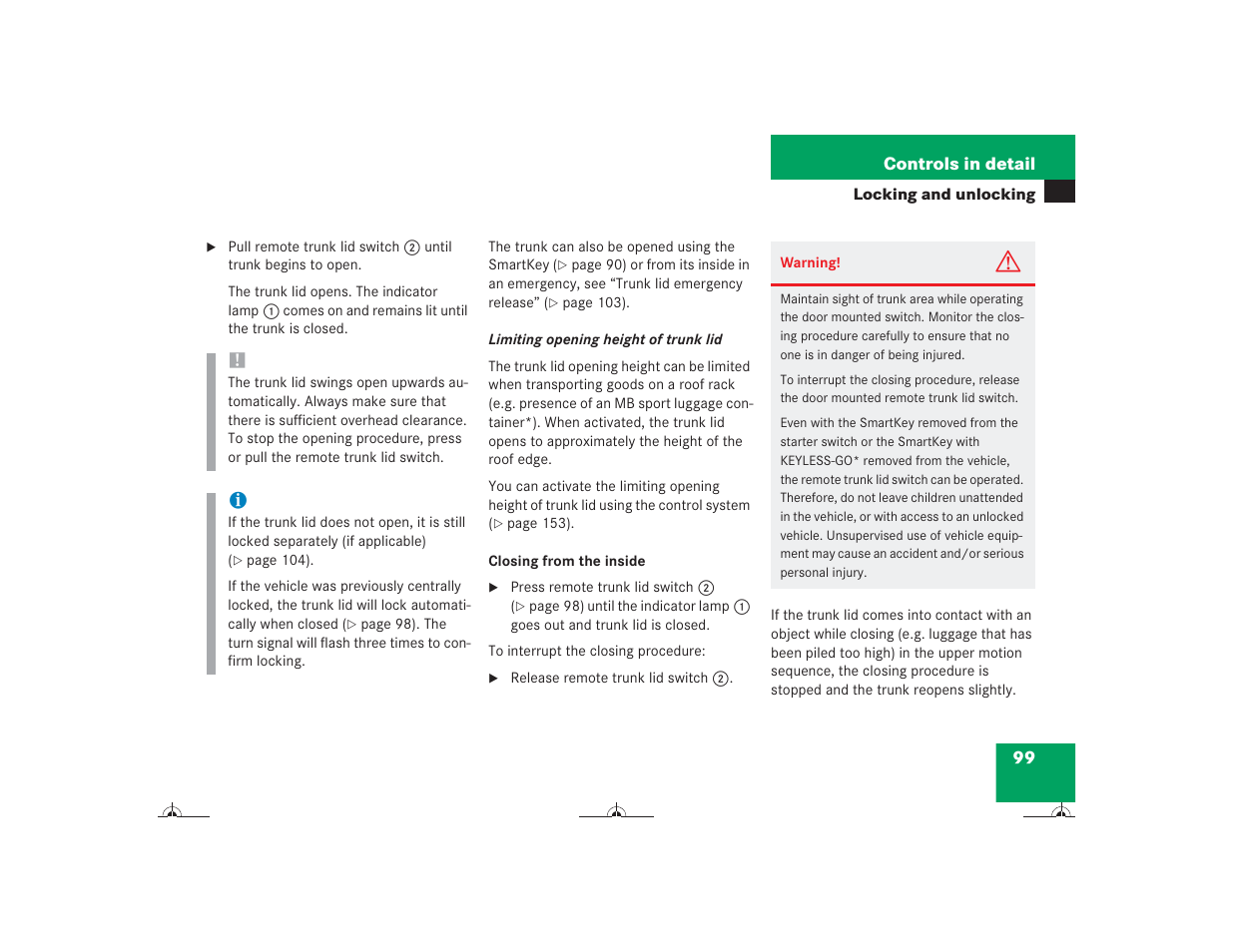 Mercedes-Benz CL-Class 2004 Owners Manual User Manual | Page 100 / 418