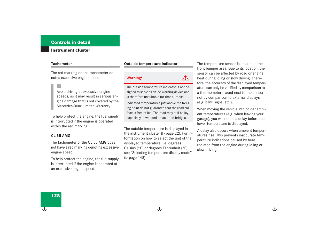 Mercedes-Benz CL-Class 2004 Owners Manual User Manual | Page 129 / 418