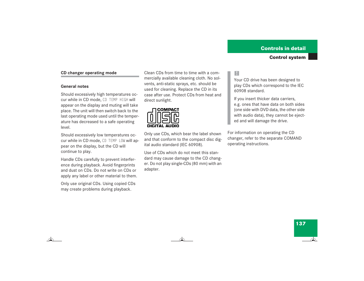 Mercedes-Benz CL-Class 2004 Owners Manual User Manual | Page 138 / 418