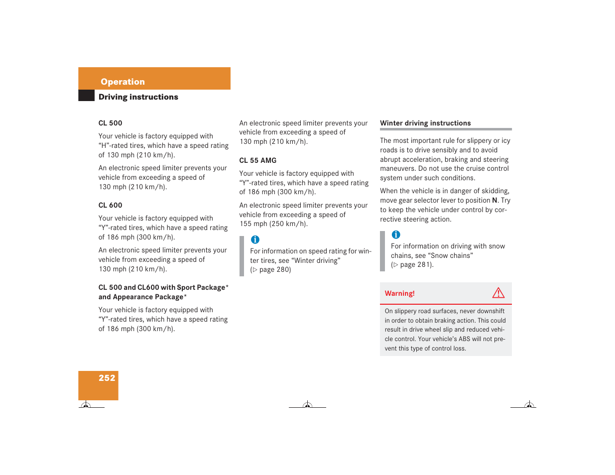 Mercedes-Benz CL-Class 2004 Owners Manual User Manual | Page 253 / 418