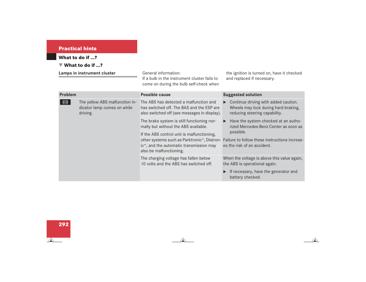 Mercedes-Benz CL-Class 2004 Owners Manual User Manual | Page 293 / 418